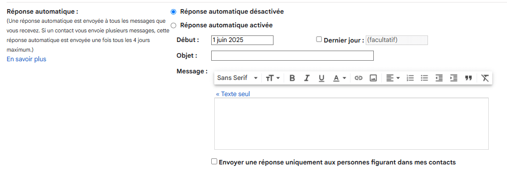 exemple message absence gmail